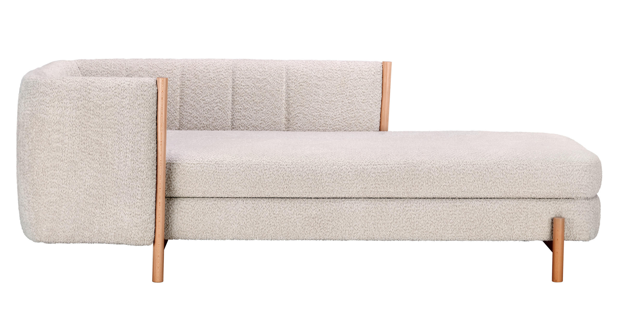 RÉCAMIERE Creme Plüsch  - Creme/Naturfarben, Design, Holz/Textil (216/90/109cm) - Niels Andersson
