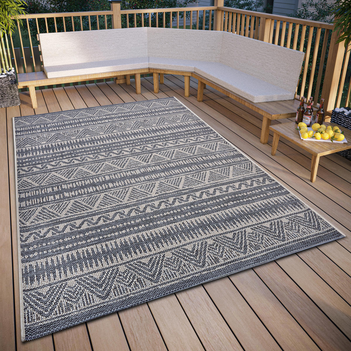 OUTDOORTEPPICH 63/120 cm Clyde Grau, Beige  - Beige/Grau, Design, Kunststoff (63/120cm)