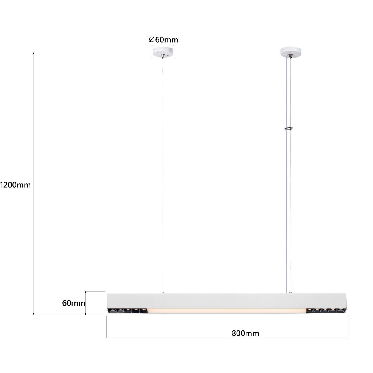 LED-HÄNGELEUCHTE Cali 120/80/6 cm  - Weiß, Design, Metall (120/80/6cm)