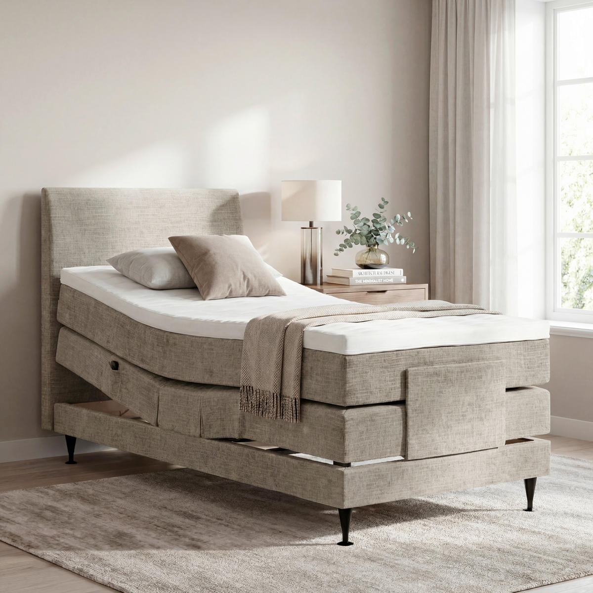 BOXSPRINGBETT 120/200 cm  Graubraun  - Graubraun/Schwarz, Konventionell, Holzwerkstoff/Textil (120/200cm) - Welnova