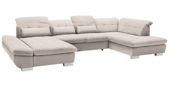 WOHNLANDSCHAFT  in Mikrofaser Ecru  - Chromfarben/Ecru, Design, Kunststoff/Textil (204/350/211cm) - Xora