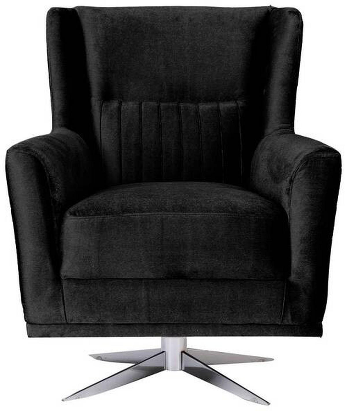 SESSEL Velours Schwarz    - Chromfarben/Schwarz, Design, Textil/Metall (70/96/75cm) - Livetastic