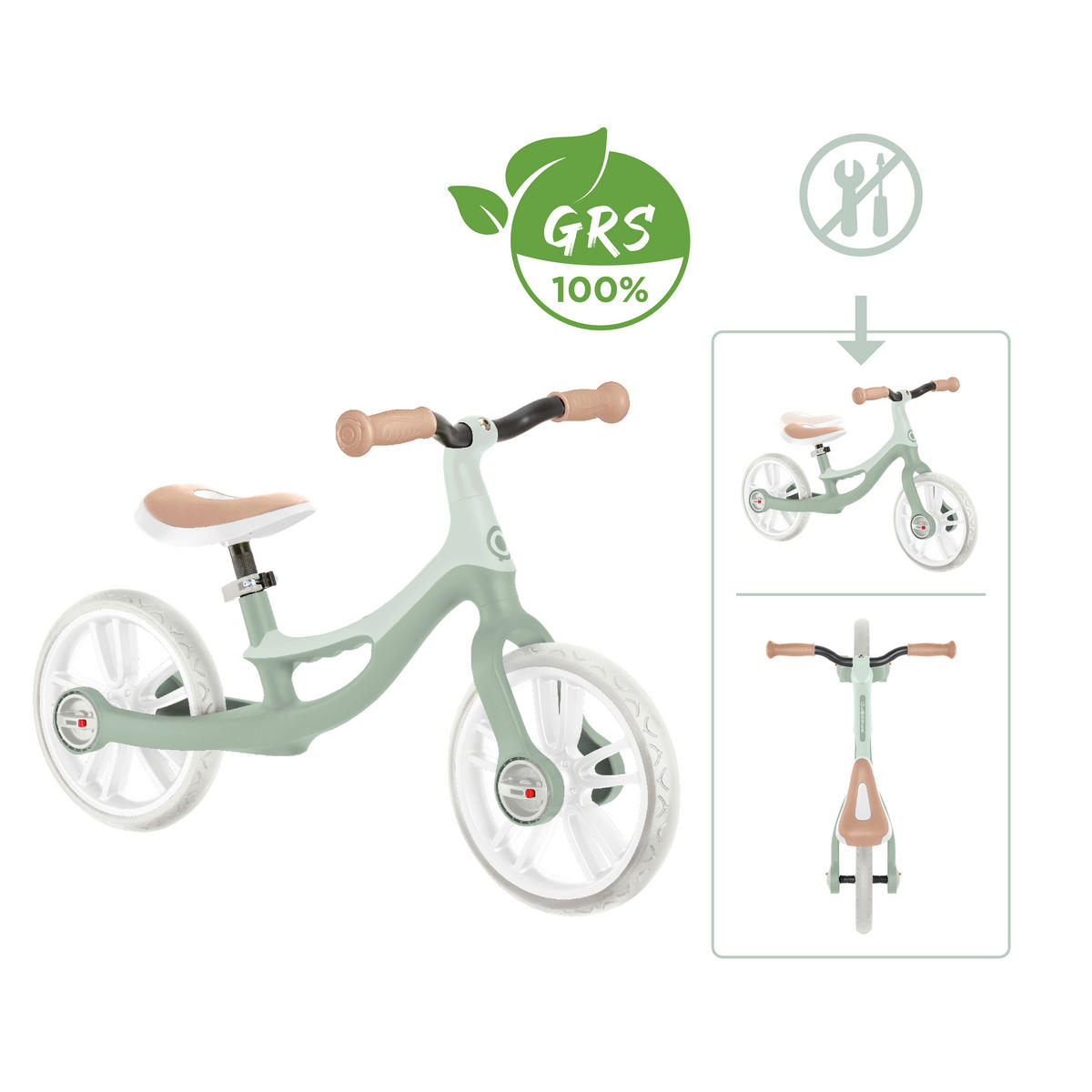 LAUFRAD GO BIKE ELITE  - Salbeigrün, Basics, Kunststoff (79/42/48cm) - GLOBBER