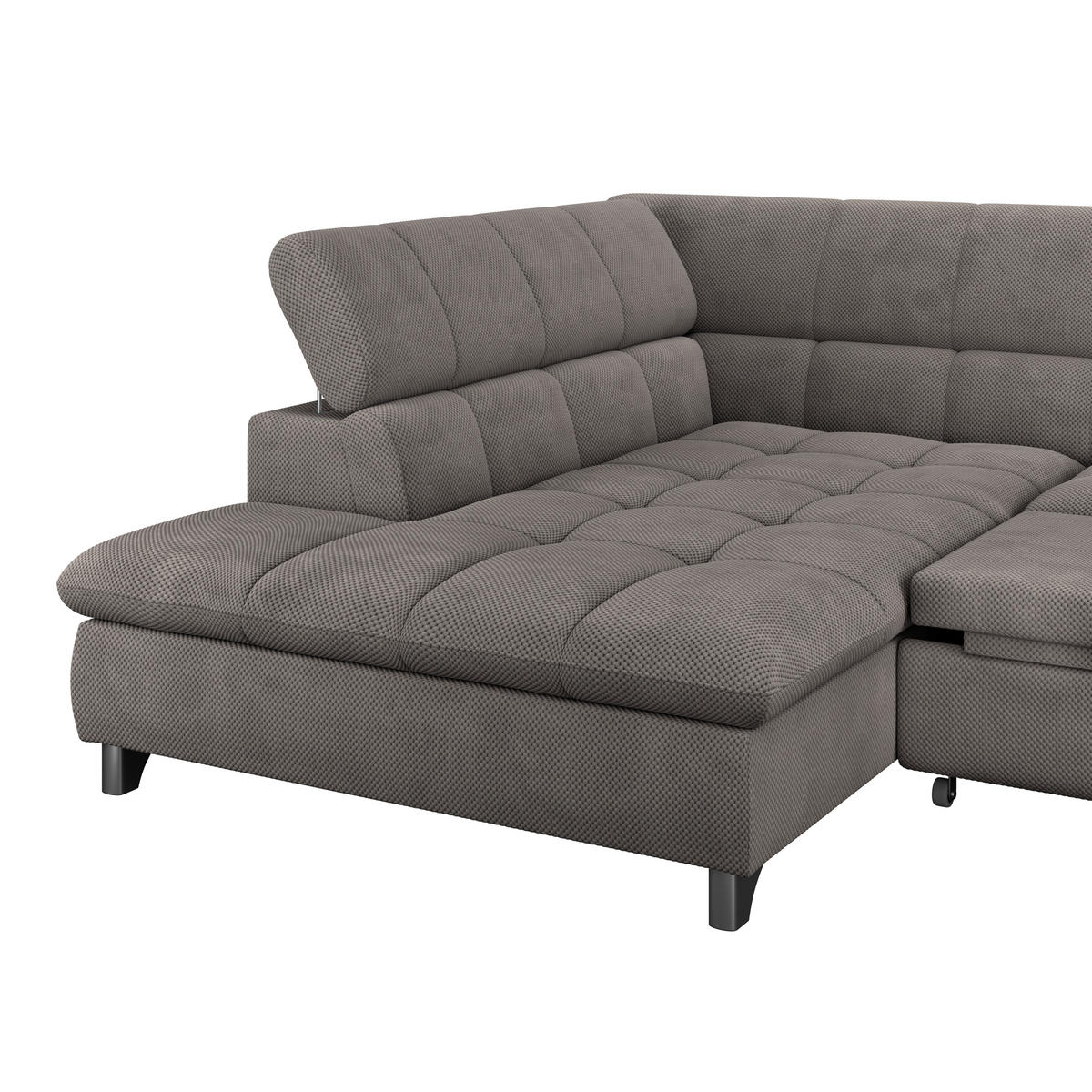 ECKSOFA Braun Chenille  - Chromfarben/Braun, KONVENTIONELL, Textil/Metall (234/312cm) - Livetastic
