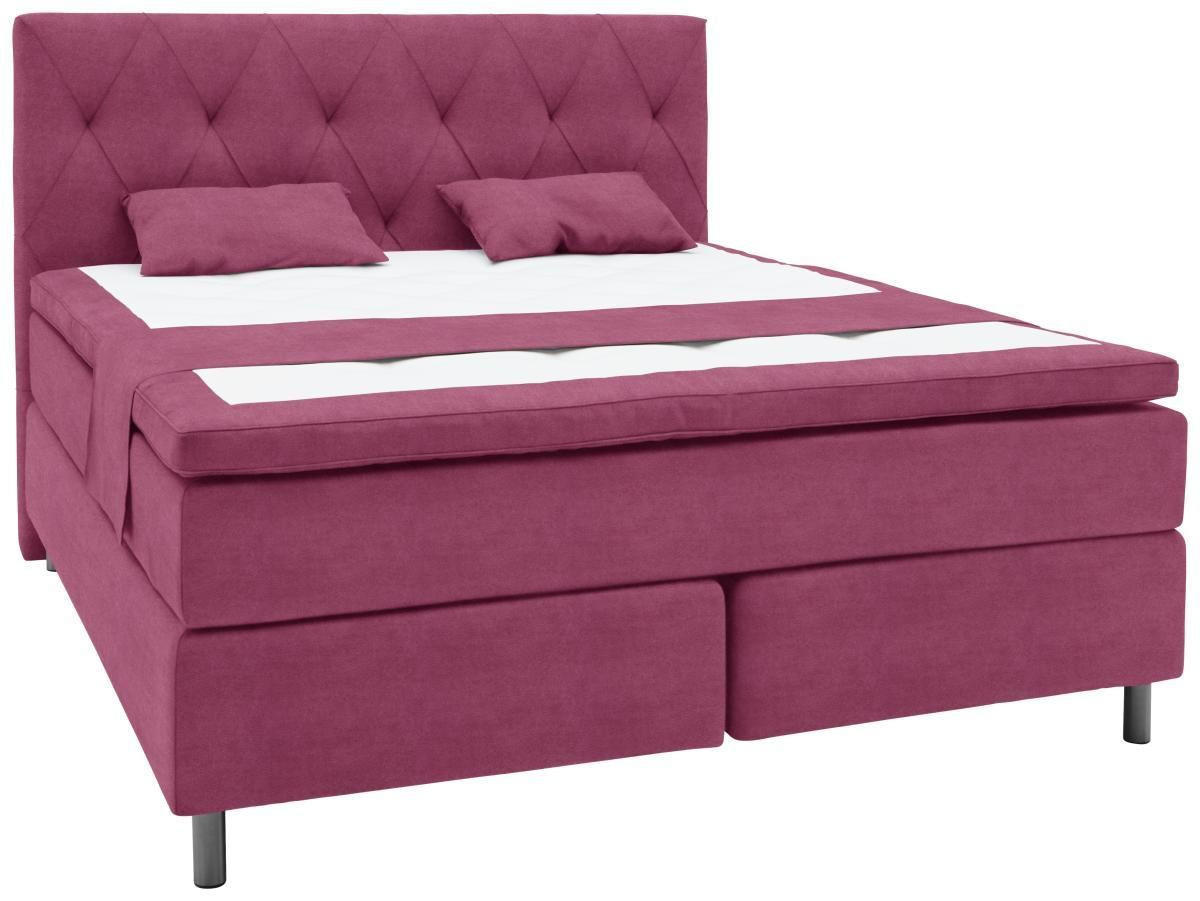 KONTINENTALSÄNG 180/200 cm  i röd  - röd/grå, Klassisk, metall/trä (180/200cm) - Elegando