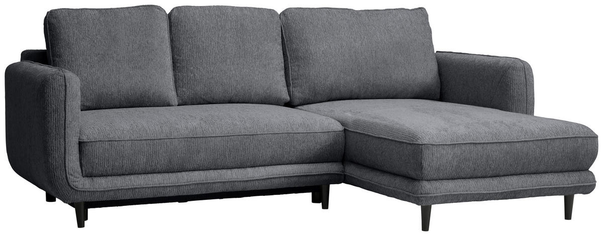 ECKSOFA in Struktur Grau  - Schwarz/Grau, Konventionell, Holz/Textil (247/170cm) - Carryhome
