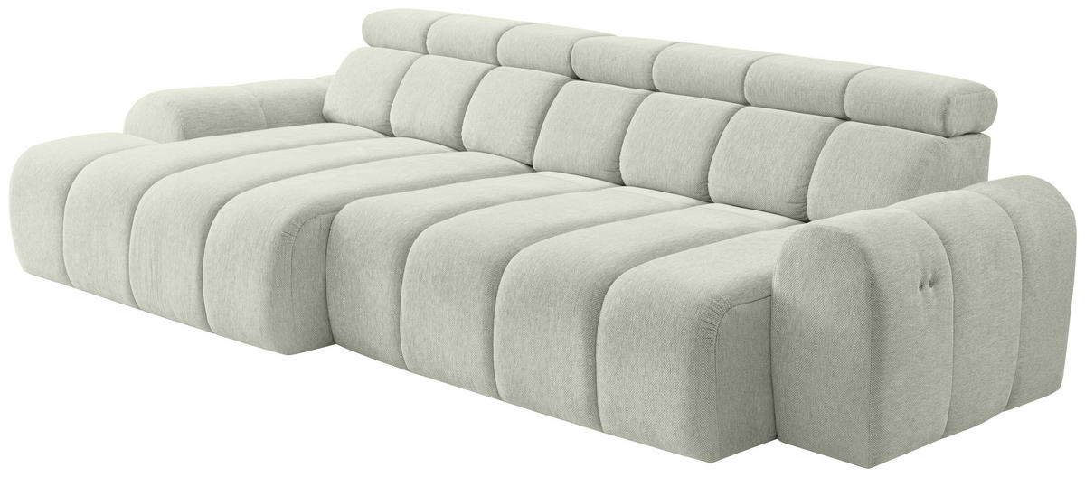 ECKSOFA Naturfarben Chenille Bettkasten, Rücken echt, Relaxfunktion, Kopfteilverstellung  - Schwarz/Naturfarben, Design, Kunststoff/Textil (152/290cm) - Stylife