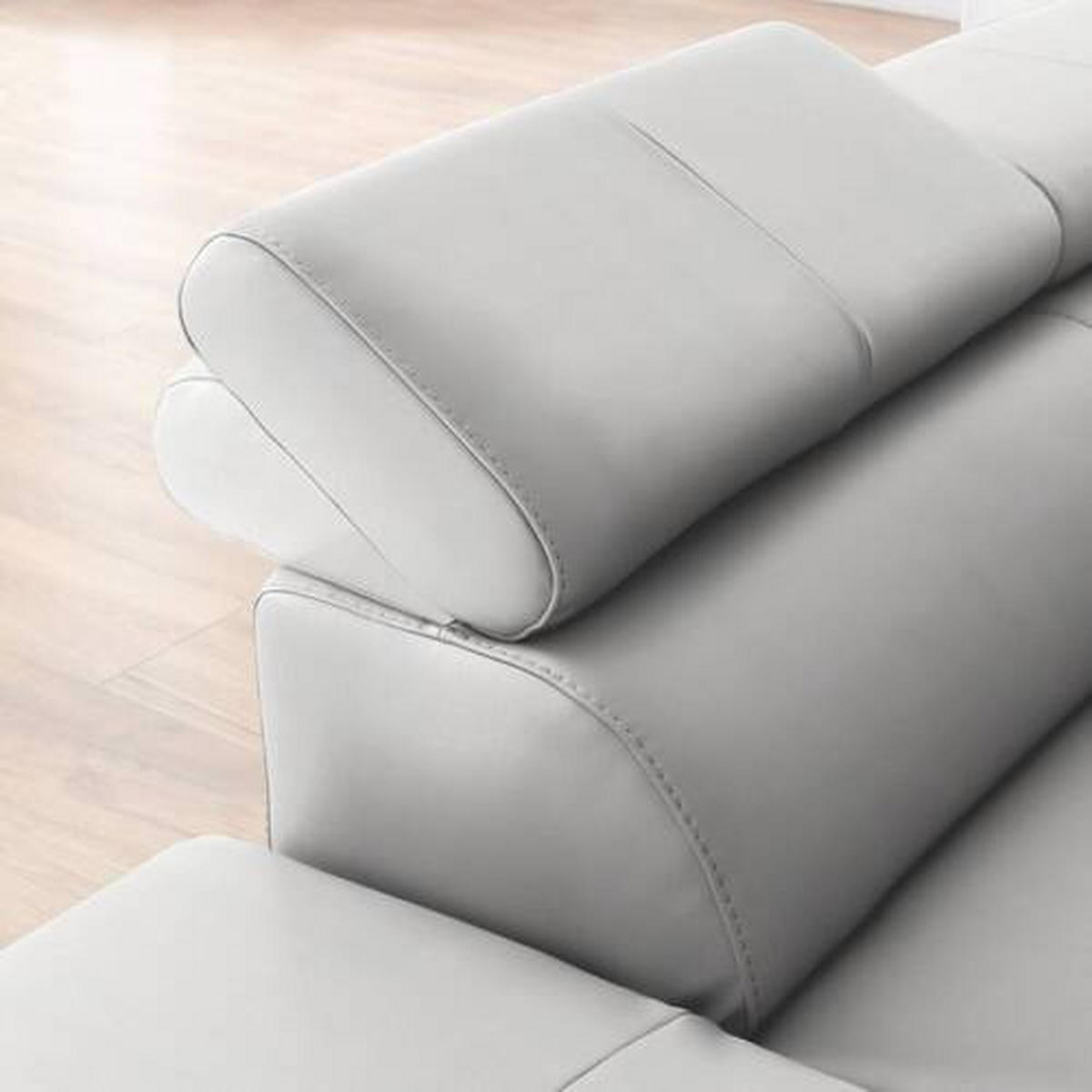 ECKSOFA Hellgrau Kombination Echtleder/Lederlook Lederlook  - Hellgrau/Schwarz, Design, Leder/Textil (220/256cm) - Celina Home