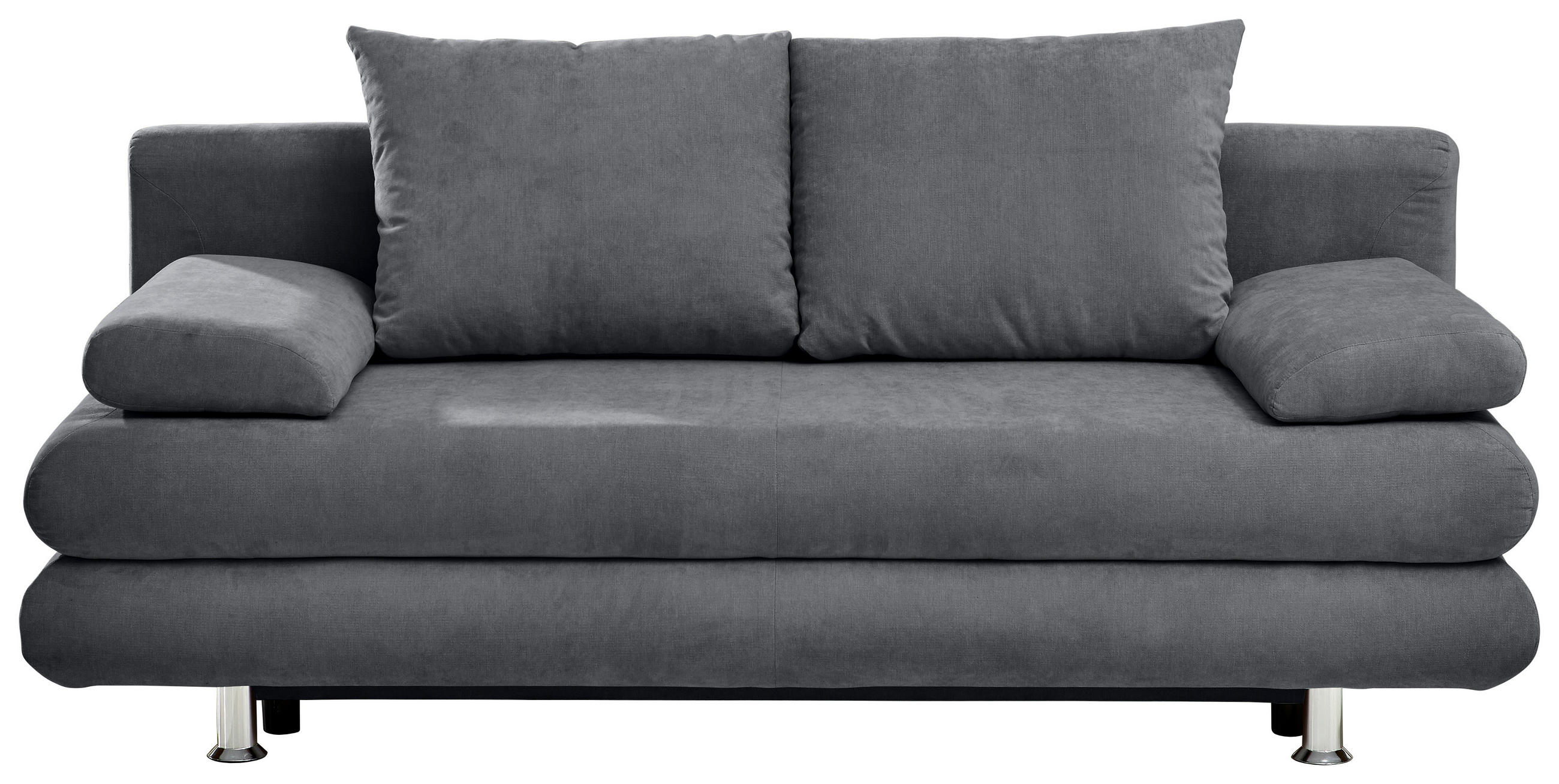 SCHLAFSOFA  mit Stoffauswahl, Liegefunktion, Rücken echt Flachgewebe Dunkelgrau  - Chromfarben/Dunkelgrau, Design, Kunststoff/Textil (196/74/90cm) - Carryhome