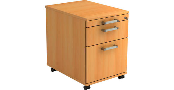 ROLLCONTAINER 42,8/59/58 cm  - Chromfarben/Buchefarben, KONVENTIONELL, Holzwerkstoff/Kunststoff (42,8/59/58cm) - Venda