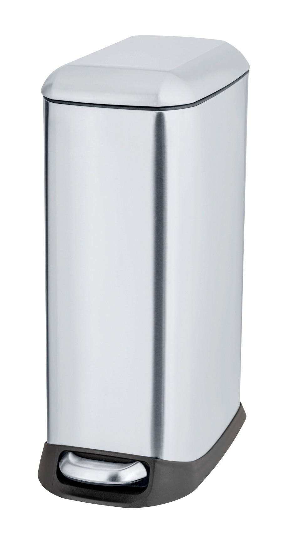 TRETEIMER 20 L  - Edelstahlfarben/Schwarz, Basics, Kunststoff/Metall (23,5/55/41cm) - Wenko