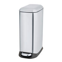 TRETEIMER 20 L  - Edelstahlfarben/Schwarz, Basics, Kunststoff/Metall (23,5/55/41cm) - Wenko