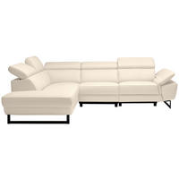 ECKSOFA Beige Echtleder  - Beige/Schwarz, Design, Leder/Metall (225/281cm) - Celina Home
