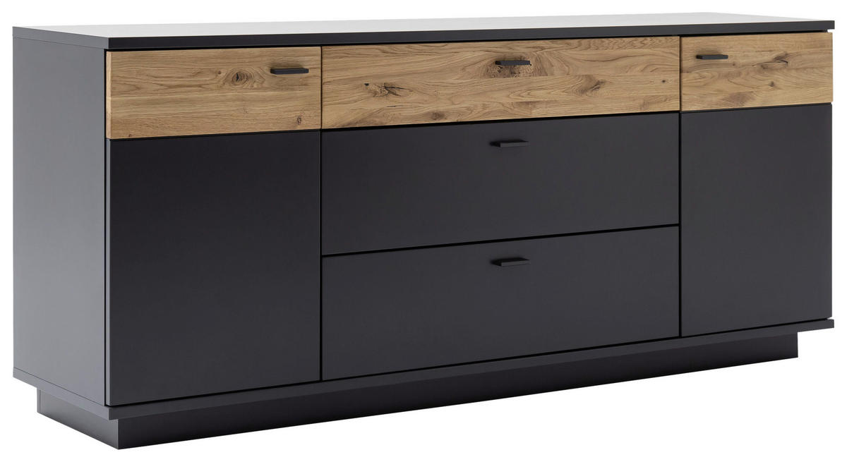 SIDEBOARD Grau, Schwarz, Eichefarben  180/80/44 cm  - Eichefarben/Anthrazit, Design, Holzwerkstoff/Metall (180/80/44cm) - Novel