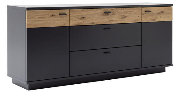 SIDEBOARD Grau, Schwarz, Eichefarben 180/80/44 cm - Eichefarben/Anthrazit, Design, Holzwerkstoff/Metall (180/80/44cm) - Novel