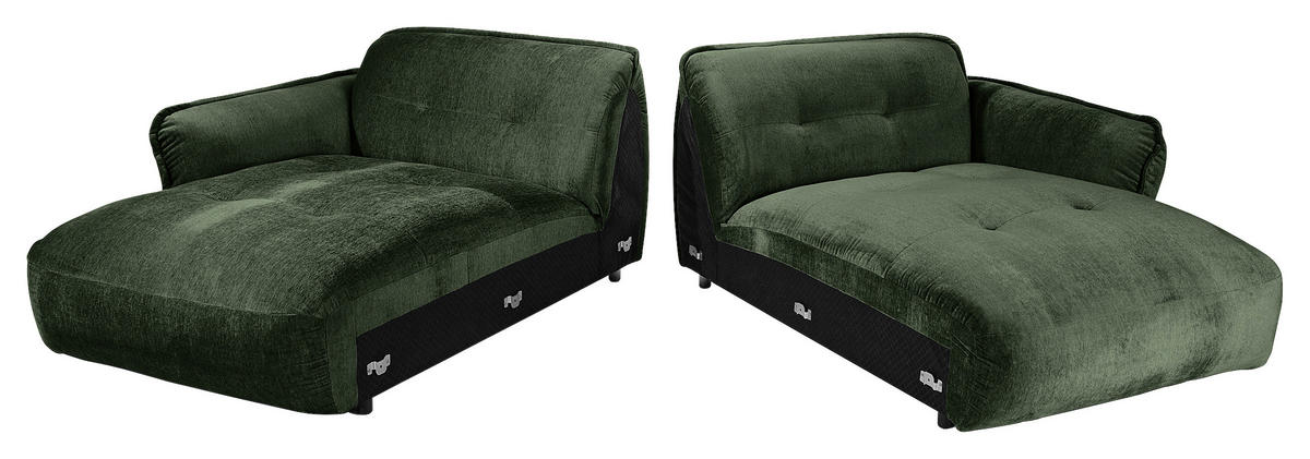 BIGSOFA in Chenille Dunkelgrün  - Dunkelgrün/Schwarz, Modern, Kunststoff/Textil (285/87/184cm) - Trendmanufaktur