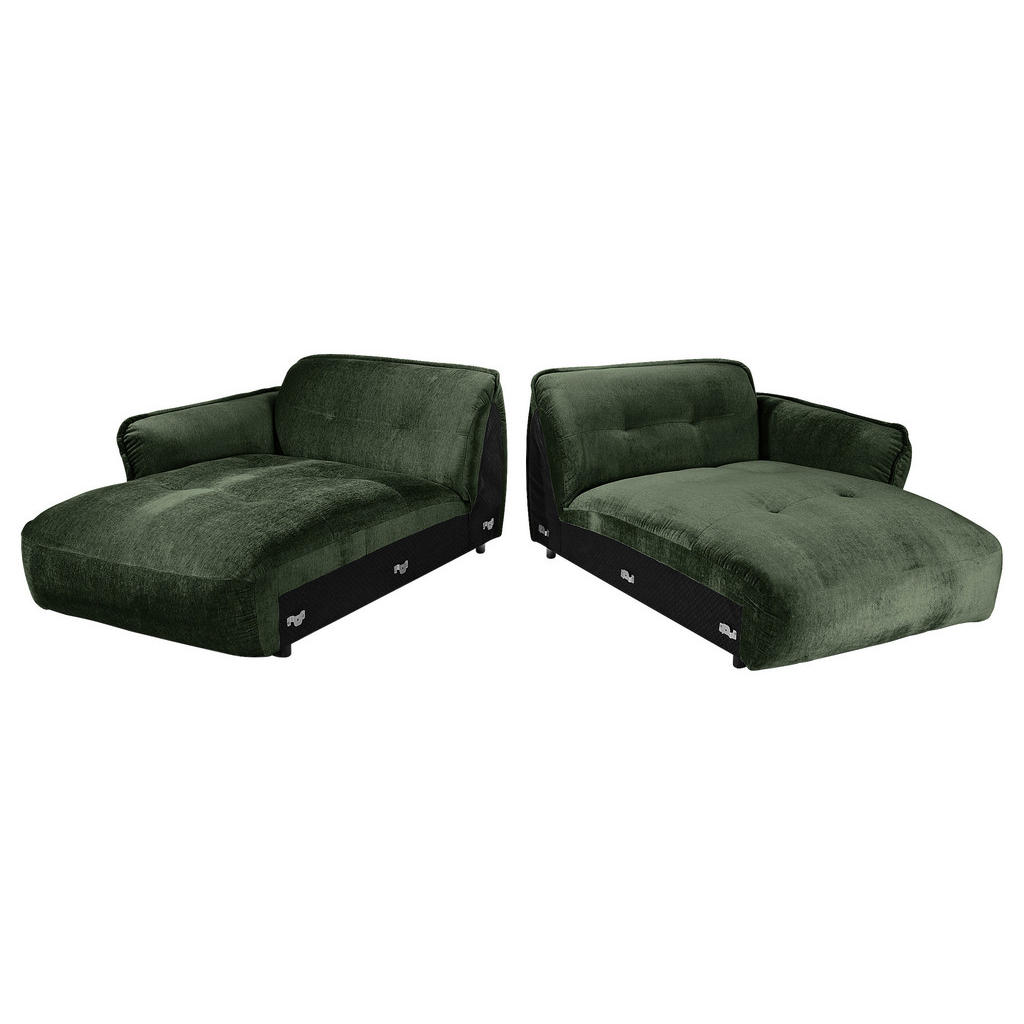 Thumbnail - Trendmanufaktur Bigsofa BE Fluffy, Dunkelgrün, Textil, 2-Sitzer, 285x87x184 cm, Made in EU, Rücken echt, Armteil links, ...
