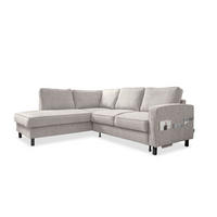 KUTNA GARNITURA tekstil  sivo-bijela   - sivo-bijela/crna, tekstil/drvo (198/233cm) - MID.YOU