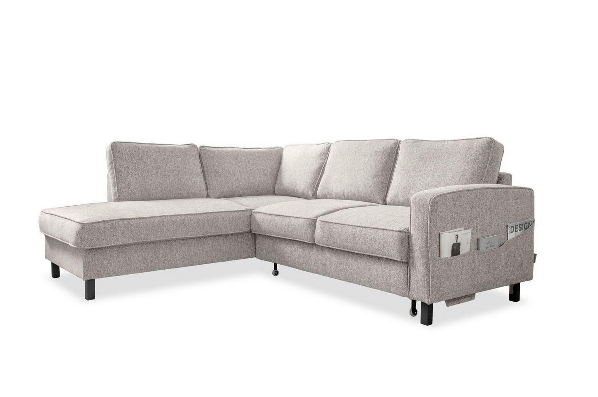 KUTNA GARNITURA tekstil  sivo-bijela   - sivo-bijela/crna, tekstil/drvo (198/233cm) - MID.YOU