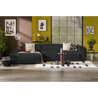 ECKSOFA HANNAH Schwarz Cord  - Schwarz, Design, Kunststoff/Textil (170/343cm) - MID.YOU