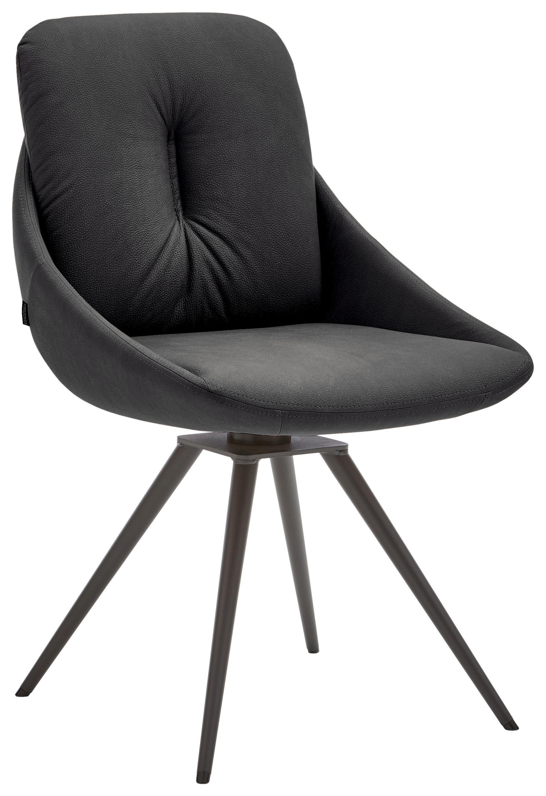 STUHL  Beinauswahl, Lederauswahl, Stoffauswahl, Sitzfläche 360° drehbar Mikrofaser  Anthrazit, Schwarz  - Anthrazit/Schwarz, Design, Textil/Metall (55/91/64cm) - Venjakob
