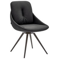 STUHL  Beinauswahl, Lederauswahl, Stoffauswahl, Sitzfläche 360° drehbar Mikrofaser  Anthrazit, Schwarz  - Anthrazit/Schwarz, Design, Textil/Metall (55/91/64cm) - Venjakob