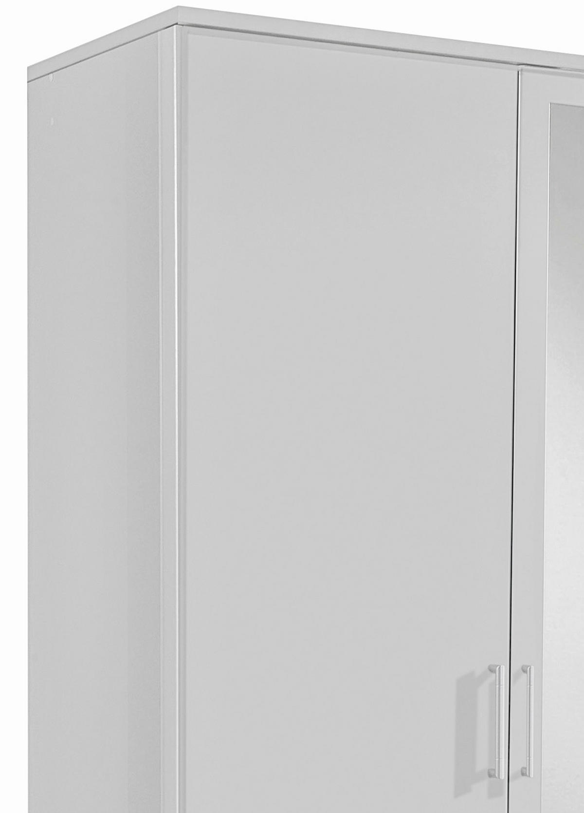 ŠATNÍ SKŘÍŇ SE ZRCADLEM, bílá, 90/199,5/58 cm - bílá/barvy hliníku, Konvenční, kompozitní dřevo/plast (90/199,5/58cm) - MID.YOU