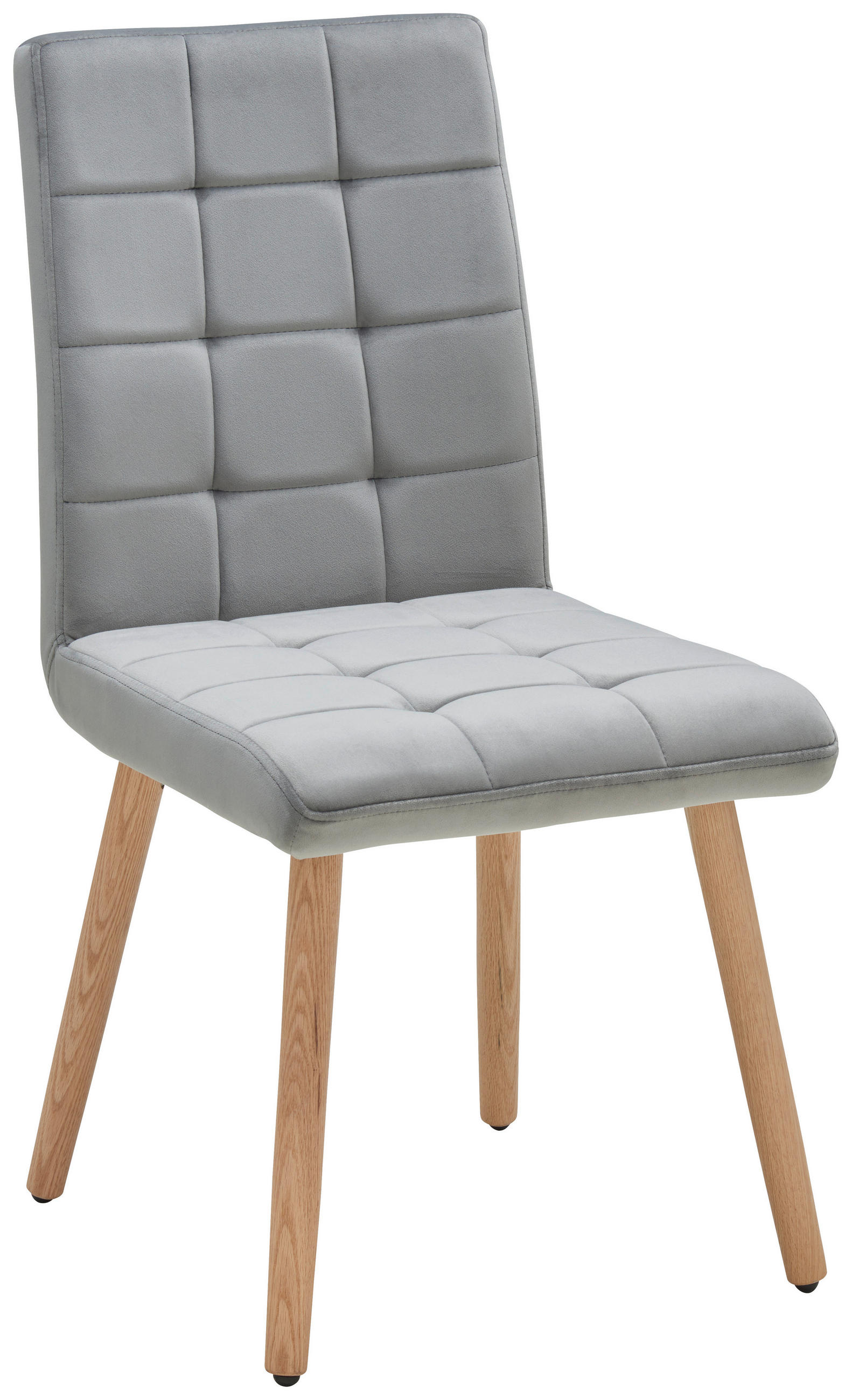 STUHL   Samt  Grau, Eichefarben  - Eichefarben/Grau, Modern, Holz/Textil (47/89/61cm) - Livetastic
