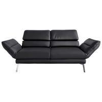 2-SITZER-SOFA Echtleder Dunkelgrau, Fango  - Chromfarben/Fango, Design, Leder/Metall (178-226/82/96-177cm) - Dieter Knoll