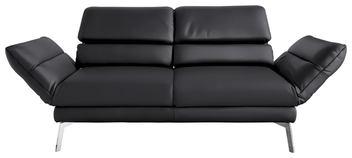 2-SITZER-SOFA Echtleder Dunkelgrau, Fango  - Chromfarben/Fango, Design, Leder/Metall (178-226/82/96-177cm) - Dieter Knoll