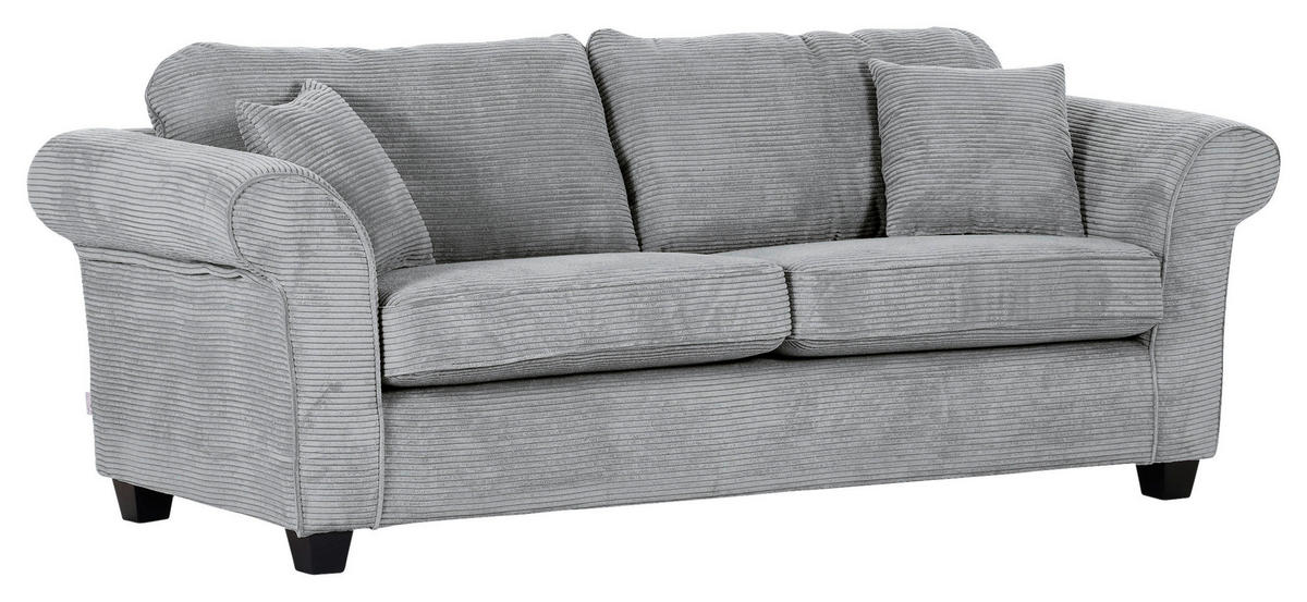 3-SITS SOFFA i manchester ljusgrå  - ljusgrå/mörkbrun, Klassisk, trä/textil (215/70/90cm) - MID.YOU
