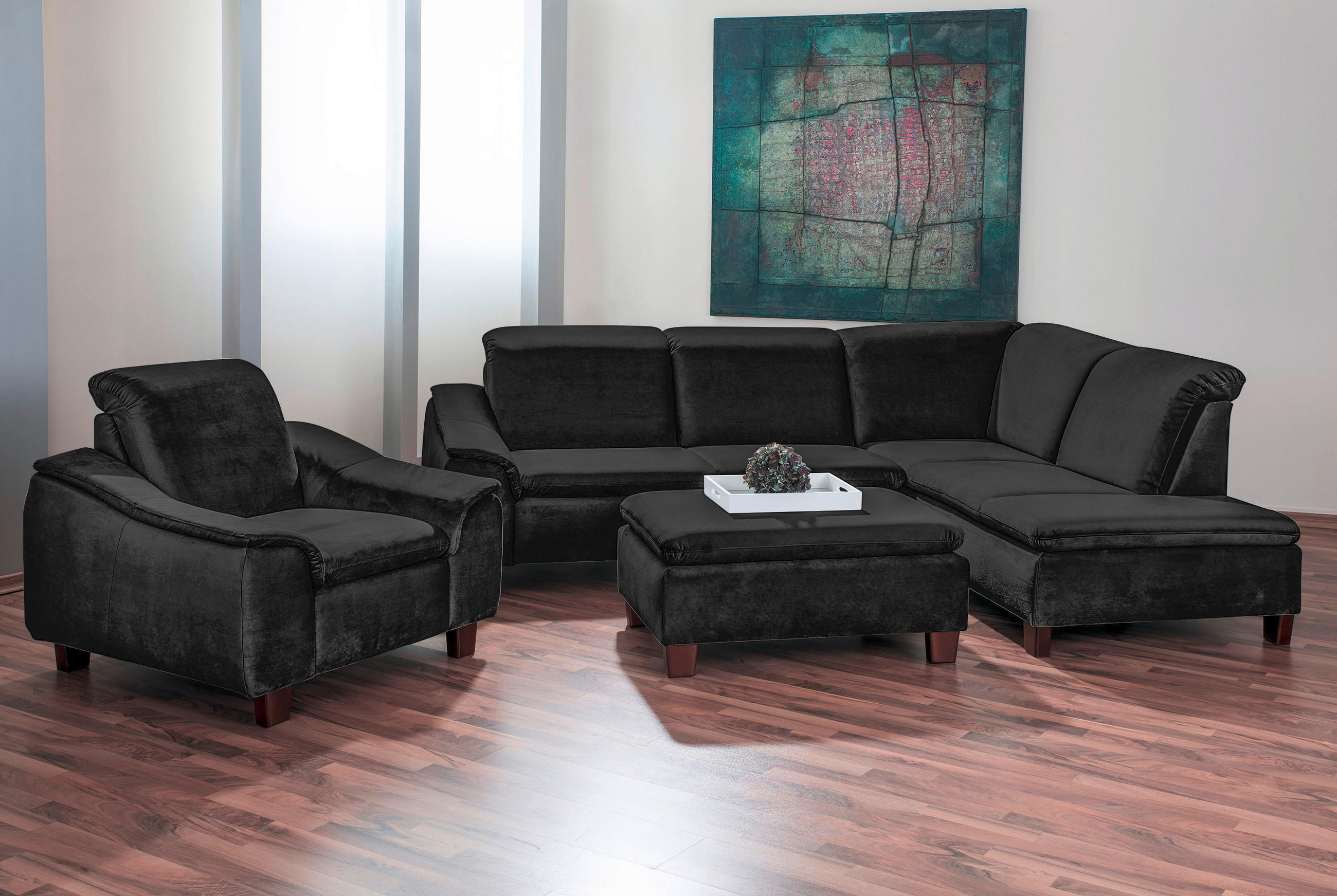 SESSEL Flachgewebe Schwarz    - Nussbaumfarben/Schwarz, Design, Holz/Textil (100/87/82cm) - Max Winzer