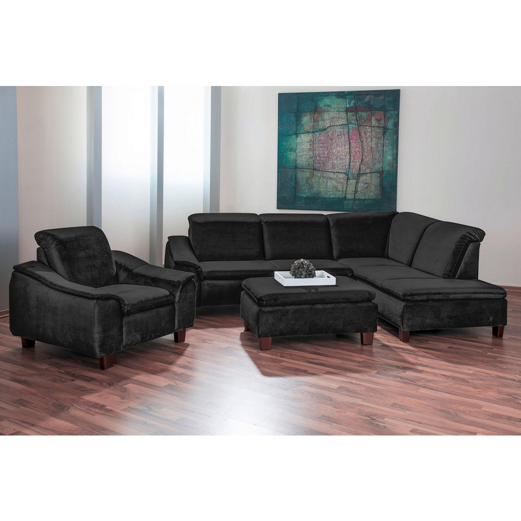 Thumbnail - Max Winzer Ecksofa, Schwarz, Textil, 2,5-Sitzer, Ottomane links, L-Form, 247x187 cm, Goldenes M, Made in Germany, Wohnzi...