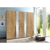 KLEIDERSCHRANK in Plankeneiche  - Plankeneiche/Alufarben, Konventionell, Glas/Holzwerkstoff (225/208/58cm) - Carryhome