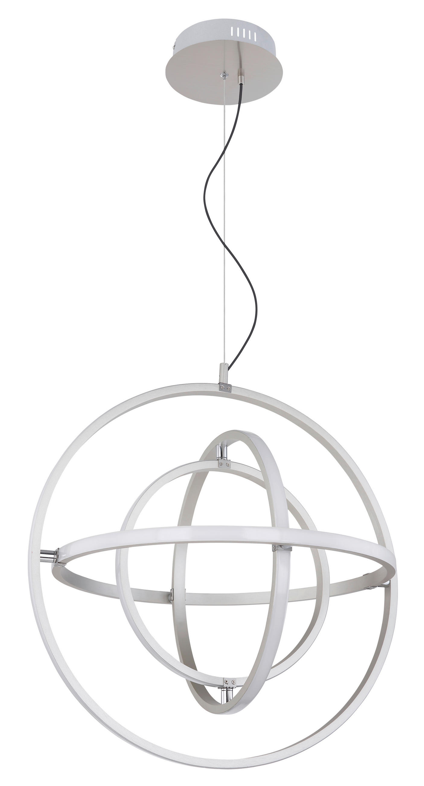 LED-HÄNGELEUCHTE 58/150 cm  - Opal/Nickelfarben, Basics, Kunststoff/Metall (58/150cm) - Globo