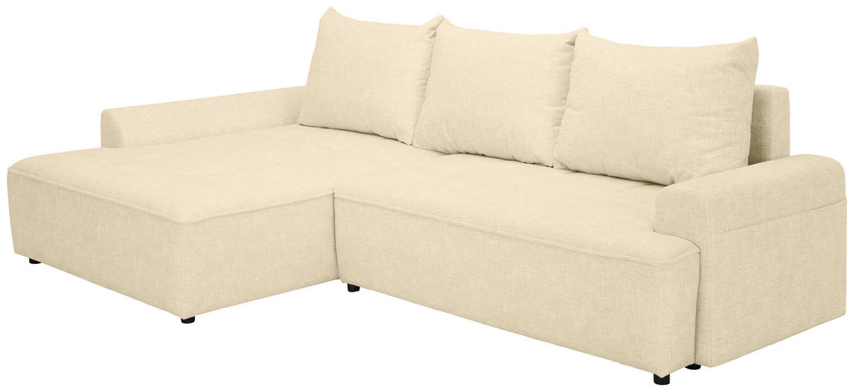 ECKSOFA Creme Mikrofaser  - Creme/Schwarz, KONVENTIONELL, Kunststoff/Textil (169/295cm) - Carryhome