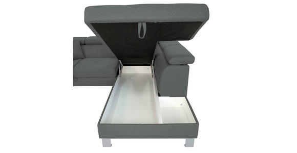 ECKSOFA inkl. Funktionen Grau Webstoff  - Silberfarben/Grau, Design, Textil/Metall (257/226cm) - Xora