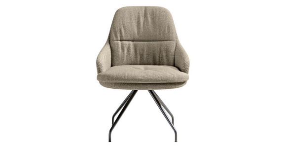ARMLEHNSTUHL  Beinauswahl, Sitzfläche 360° drehbar, Stoff-/Lederauswahl Flachgewebe  Sandfarben  - Sandfarben/Schwarz, Design, Textil/Metall (60/86/66cm) - Dieter Knoll
