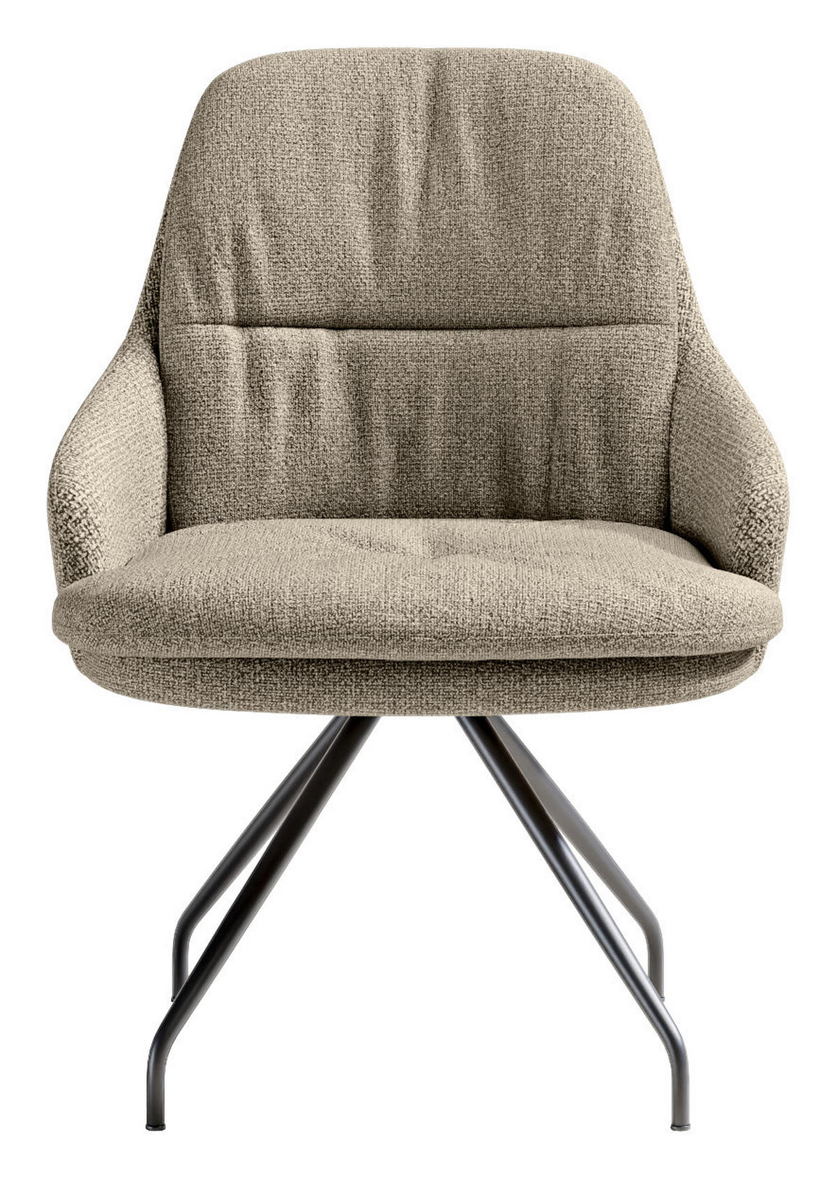 ARMLEHNSTUHL  Beinauswahl, Sitzfläche 360° drehbar, Stoff-/Lederauswahl Flachgewebe  Sandfarben  - Sandfarben/Schwarz, Design, Textil/Metall (60/86/66cm) - Dieter Knoll