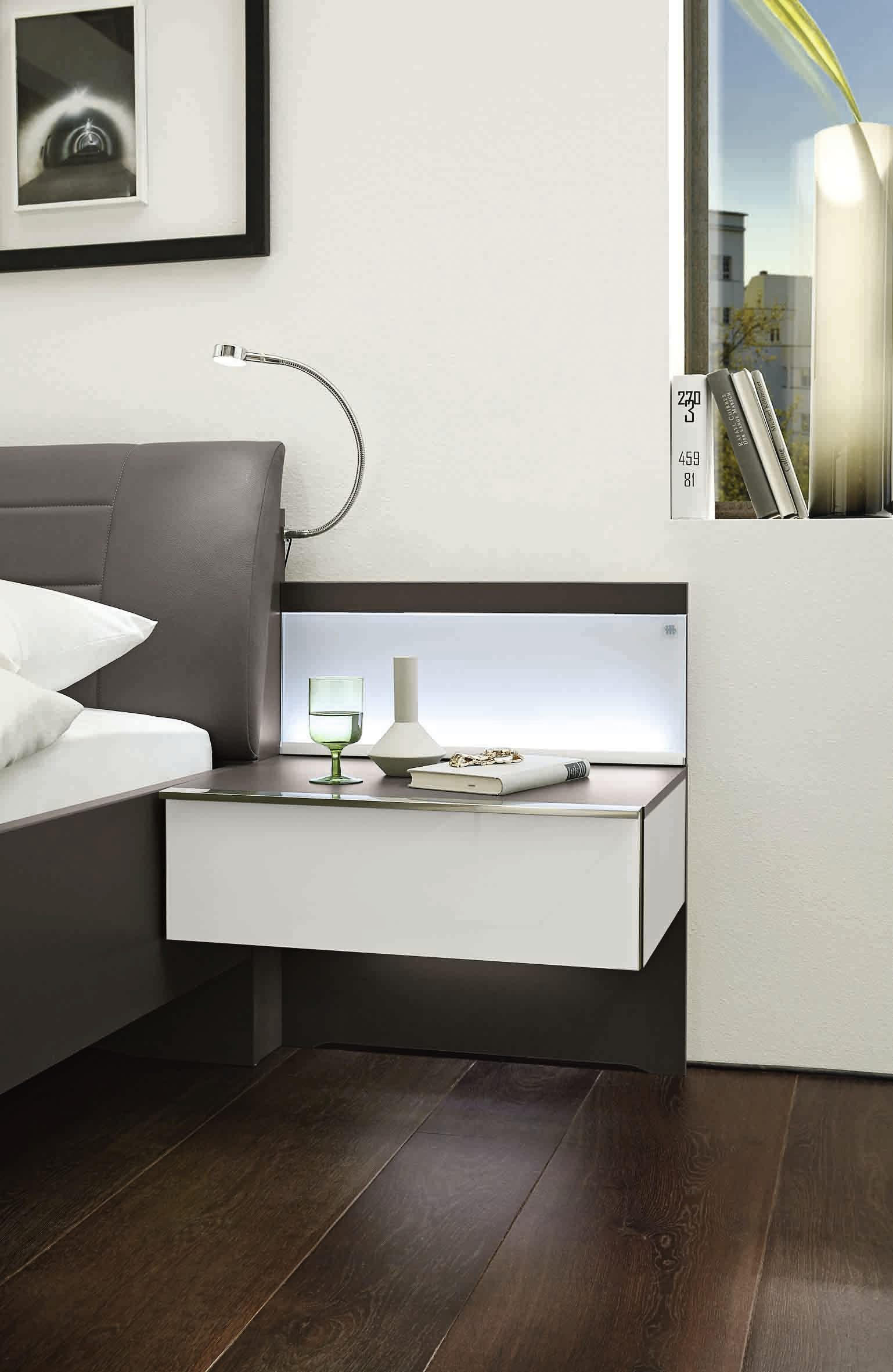 SCHLAFZIMMER Braun, Weiß  - Braun/Weiß, Design, Glas/Holzwerkstoff (180/200cm) - Musterring