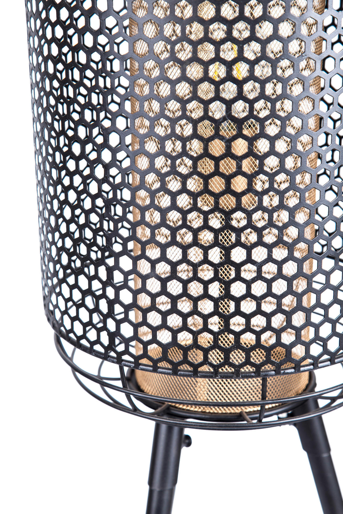STEHLEUCHTE - Goldfarben/Schwarz, Design, Metall (30/110cm) - Globo