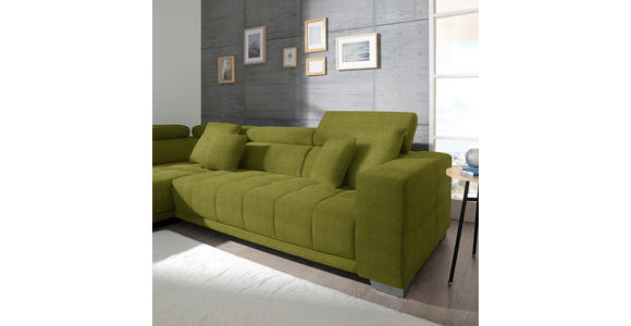 ECKSOFA in Mikrofaser Hellgrün  - Chromfarben/Hellgrün, Design, Textil/Metall (207/301cm) - Xora