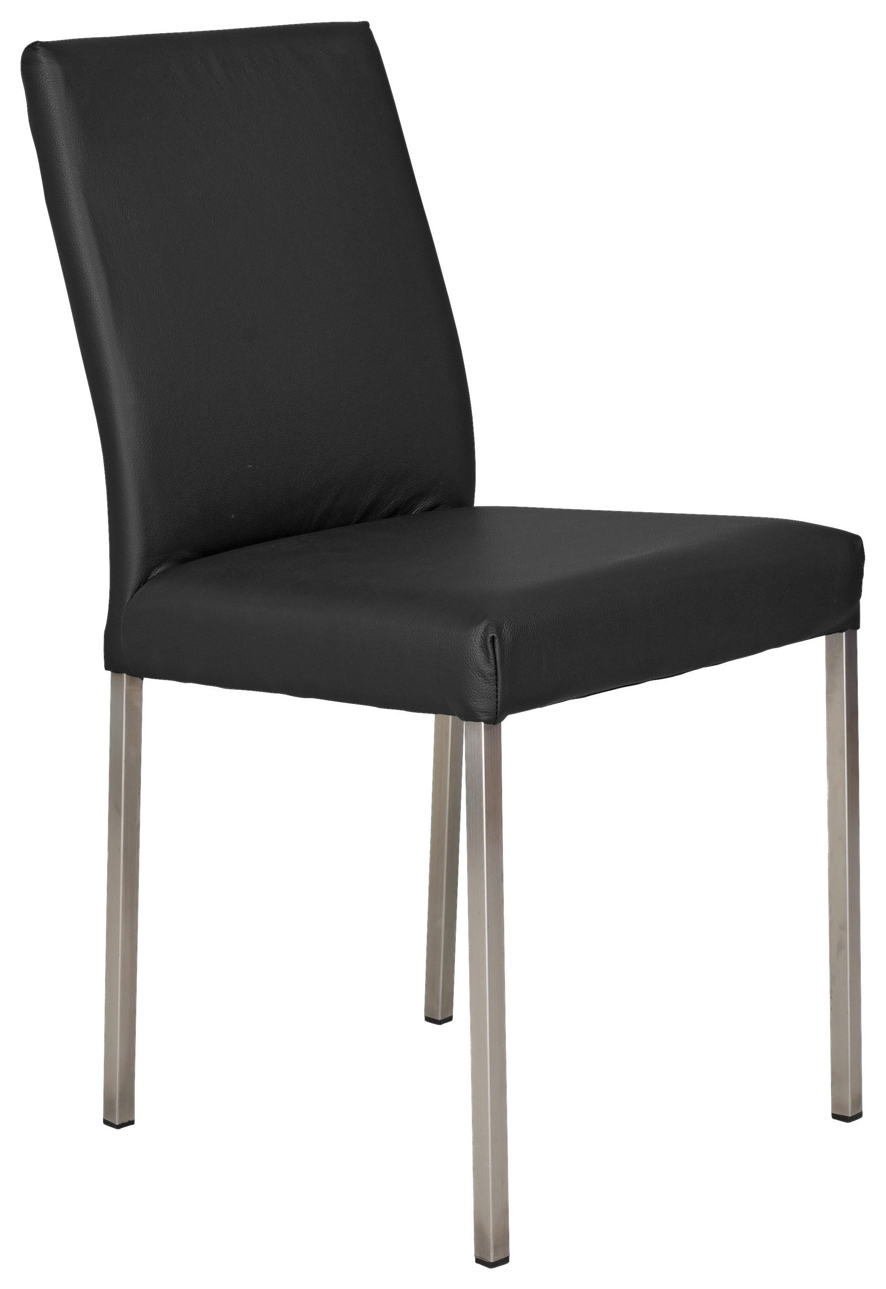 STUHL  in Echtleder  - Edelstahlfarben/Schwarz, Konventionell, Leder/Metall (45/89/44cm)