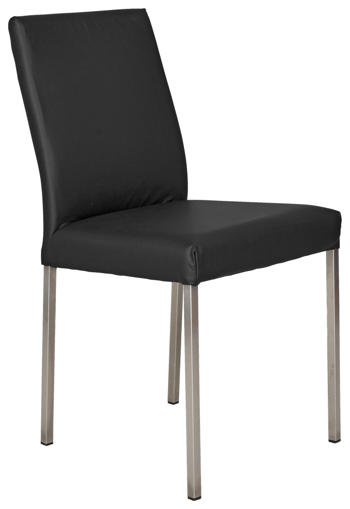 STUHL  in Echtleder  - Edelstahlfarben/Schwarz, Konventionell, Leder/Metall (45/89/44cm)