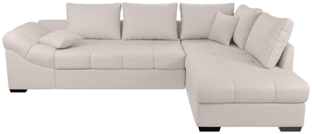 ECKSCHLAFSOFA in Weiss Textil   - Weiss/Schwarz, Modern, Holz/Textil (298/202cm) - MID.YOU