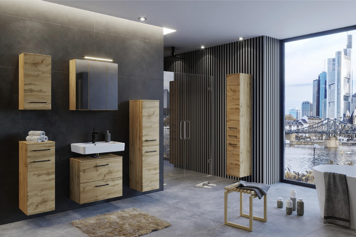 BADEZIMMER  in 90 cm  - Eichefarben, MODERN, Holzwerkstoff (90cm) - Held