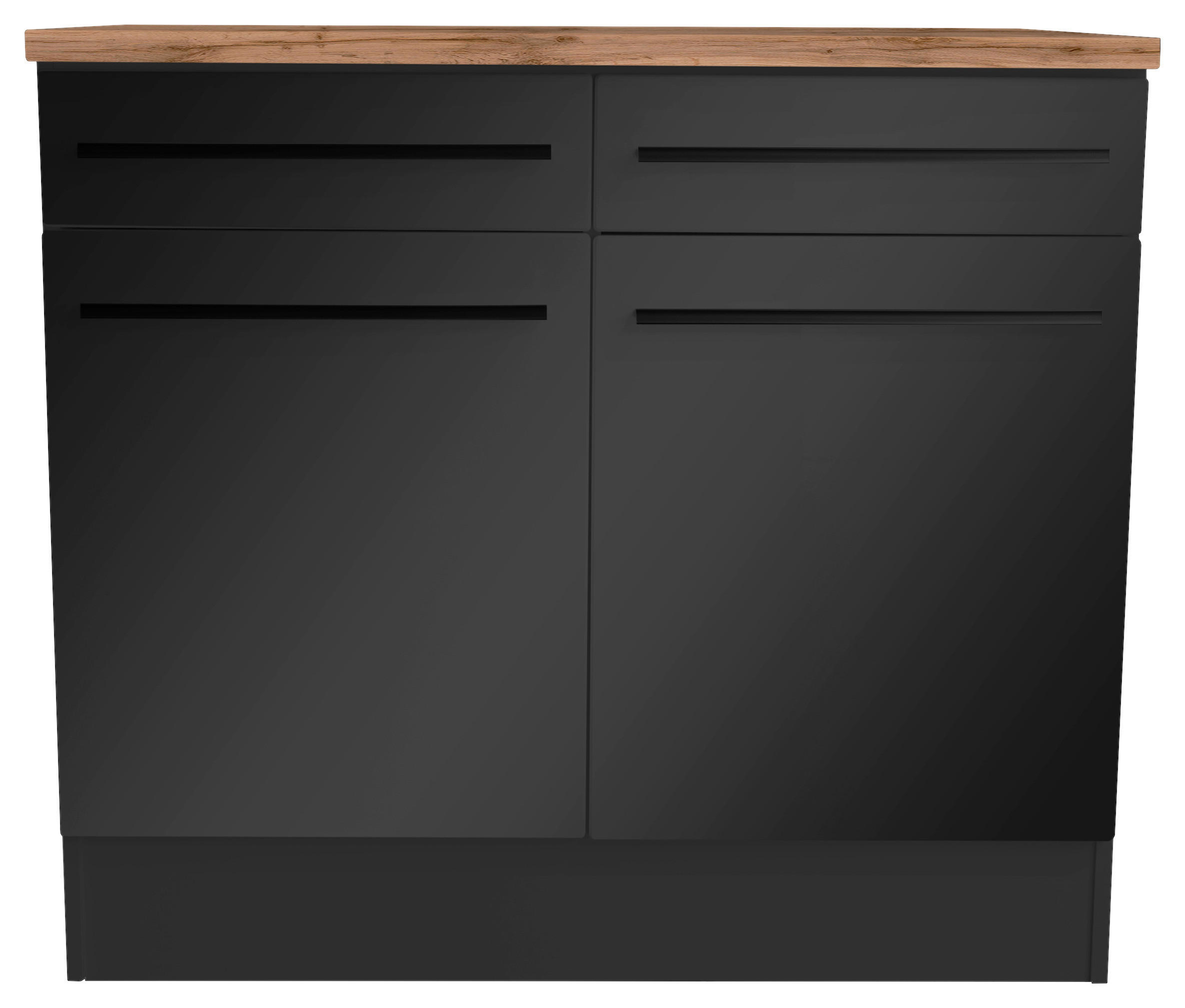 SCHUBKASTENUNTERSCHRANK 100/90/60 cm  in Schwarz  - Eichefarben/Schwarz, Basics, Holzwerkstoff/Kunststoff (100/90/60cm) - MID.YOU