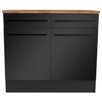 SCHUBKASTENUNTERSCHRANK 100/90/60 cm  in Schwarz  - Eichefarben/Schwarz, Basics, Holzwerkstoff/Kunststoff (100/90/60cm) - MID.YOU