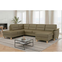 WOHNLANDSCHAFT PALMERA E in Echtleder Olivgrün  - Eichefarben/Olivgrün, Basics, Leder/Holz (212/308/163cm) - Sit & More