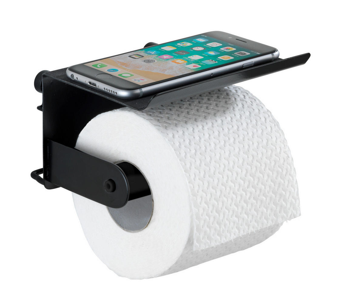TOILETTENPAPIERHALTER - Schwarz, Basics, Metall (14/10/14cm) - Wenko